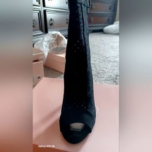 Black open toe booties